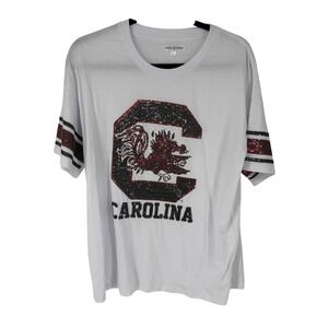 Stewart Simmons T-Shirt Women S White Logo Sequin South Carolina Gamecocks